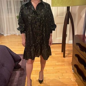 Zara collar black and gold dress